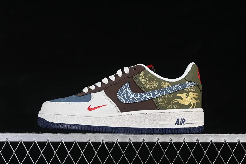 All categories Nk Air Force 1 Air Force series Nk Air Force 1 Low Air Force low-top Nike Air Force 1'07 Low Year of the Horse limited edition Green and brown woven cloud gold pattern Air Force 1 low-top casual sneakers NH0601-536